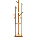 Sturdy Coat Rack with Hooks, Free Standing Wooden Coat, Purse, Entryway Coat Hanger Stand, Easy Assembly Hallway Entryway Room Home Office, for Jackets Hats Bags Umbrella (Beige, 92-5)