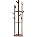 Sturdy Coat Rack with Hooks, Free Standing Wooden Coat, Purse, Entryway Coat Hanger Stand, Easy Assembly Hallway Entryway Room Home Office, for Jackets Hats Bags Umbrella (Walnut, 92-5)