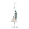 Sturdy Coat Rack with Hooks, Free Standing Wooden Coat, Purse, Entryway Coat Hanger Stand, Easy Assembly Hallway Entryway Room Home Office, for Jackets Hats Bags Umbrella (White, 92-1)