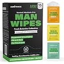 Zero Trace Travel Deodorant Wipes for Men – 15 Individually Wrapped Body Wipe with Peppermint, Citrus &amp; Basil, Tea Tree &amp; Lime – Aluminum-Free, pH-Balanced Fresh Wipes for Gym, Travel &amp; Daily Use