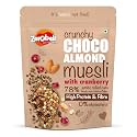 Zerobeli Dark Chocolate Almond Muesli 425g - Rich in Almonds, Pumpkin Seeds Antioxidants, and Cranberry |100% Wholegrain | High in Protein and Fiber | Multigrain Breakfast Cereal