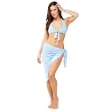 ZeroKaata Stretchable Ribbed Bikini Set with Sarong