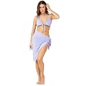 ZeroKaata Stretchable Ribbed Bikini Set with Sarong