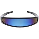 zeroUV - Futuristic Narrow Cyclops Color Mirrored Lens Visor Sunglasses