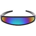 zeroUV - Futuristic Narrow Cyclops Color Mirrored Lens Visor Sunglasses