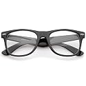 zeroUV - Retro Wide Arm Square Clear Lens Horn Rimmed Eyeglasses 54mm