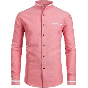ZEROYAA Mens Hipster Mandarin Collar Slim Fit