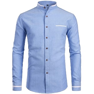 ZEROYAA Mens Hipster Mandarin Collar Slim Fit