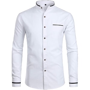 ZEROYAA Mens Hipster Mandarin Collar Slim Fit