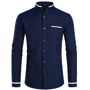 ZEROYAA Mens Hipster Mandarin Collar Slim Fit