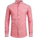 ZEROYAA Mens Hipster Mandarin Collar Slim Fit