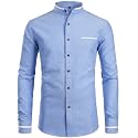 ZEROYAA Mens Hipster Mandarin Collar Slim Fit