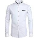 ZEROYAA Mens Hipster Mandarin Collar Slim Fit