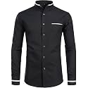 ZEROYAA Mens Hipster Mandarin Collar Slim Fit