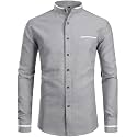ZEROYAA Mens Hipster Mandarin Collar Slim Fit