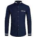 ZEROYAA Mens Hipster Mandarin Collar Slim Fit