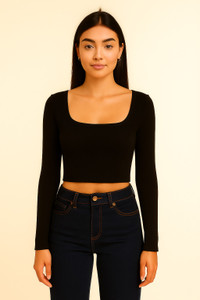 ZEROZABAR Casual Solid Women Black Top