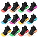 ZERULETS Kids Socks 12 Pairs Toddler Ankle Athletic Socks with Tab 1-14 Years