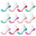 ZERULETS Kids Socks 12 Pairs Toddler Ankle Athletic Socks with Tab 1-14 Years