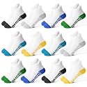 ZERULETS Kids Socks 12 Pairs Toddler Ankle Athletic Socks with Tab 1-14 Years