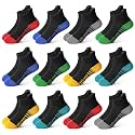 ZERULETS Kids Socks 12 Pairs Toddler Ankle Athletic Socks with Tab 1-14 Years
