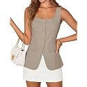 ZESICA Women's Summer Business Casual Sleeveless Blazer Vest