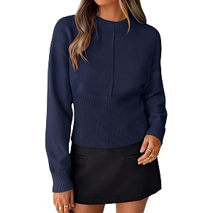 ZESICA Womens Fall Sweaters Crewneck Cinched Waist