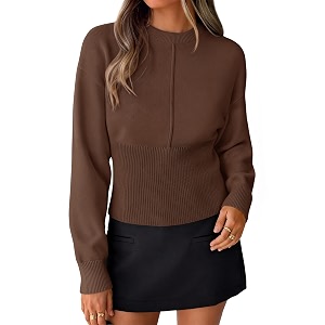 ZESICA Womens Fall Sweaters Crewneck Cinched Waist