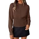ZESICA Women39s Fall Sweaters Crewneck Cinched Waist