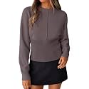 ZESICA Women39s Fall Sweaters Crewneck Cinched Waist