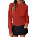 ZESICA Women39s Fall Sweaters Crewneck Cinched Waist