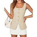 ZESICA Women's Summer Business Casual Sleeveless Blazer Vest