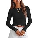 ZESICA Womens 2026 Fall Long Sleeve Crewneck Tops Slim Fit Sweaters