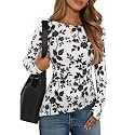 ZESICA Womens Floral Long Sleeve Shirts 2026 Spring Boat Neck Mesh Ruched Tops Fitted Asymmetrical Going Out Blouses