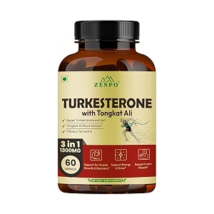 zespo turkesterone 1300mg supplement for men with tongkat ali 60 caps