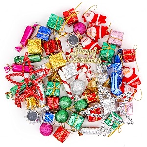 zest 4 toyz christmas decorations with bells candy sticks stars gift boxes and santa ornaments christmas tree decoration items festive tree decorations for christmas tree - 104 pcs multicolor