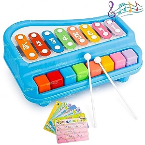 zest 4 toyz 2 in 1 baby xylophone piano musical toy for 1 - 3 year old kids 8 keys xylophone piano with 6 pieces of scores and sticks musical learning instruments toy for baby kids girls boys