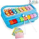 Zest 4 Toyz 2 in 1 Baby Xylophone Piano Musical Toy for 1 - 3 Year Old Kids 8 Keys Xylophone Piano with 6 Pieces of Scores and Sticks Musical Learning Instruments Toy for Baby Kids Girls Boys