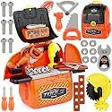 Zest 4 Toyz 2 in 1 DIY Deluxe Tool Set Toy with Portable Backpack Role Play Toy Set with Accessories - 28 Pcs (Orange)