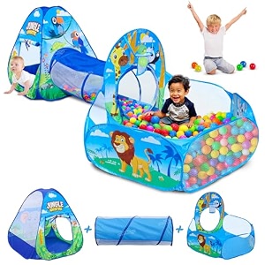 zest 4 toyz 3 in 1 ball pool tunnel tent house for kids foldable tent house indoor amp outdoor playpen foldable play pool for boys and girls balls not included - jungle themed