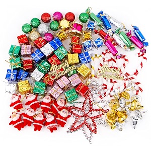 zest 4 toyz 90 pcs christmas tree assorted decoration set balls bells gifts drums candy sticks amp santa claus