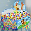 Zest 4 Toyz Ball Pool for Kids Play Pit with Fun Animal Design Indoor and Outdoor Playpen with Basketball Hoop Foldable Play Pool for Boys and Girls (30 Balls Included) Jungle Themed (Extra Large)
