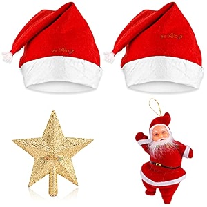 zest 4 toyz christmas 2 santa cap 1 santa claus 1 3d star topper merry christmasxmas party decoration set of 4 random color amp design