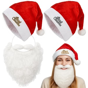 zest 4 toyz christmas items santa cap amp beard combo 2 santa cap 1 santa beard for kids amp adults