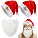 Zest 4 Toyz Christmas Items Santa Cap &amp; Beard Combo 2 Santa Cap 1 Santa Beard for Kids &amp; Adults