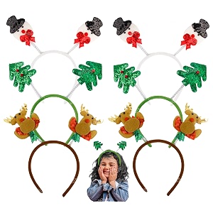 zest 4 toyz colorful christmas headband antlers ear hair hoop for kid christmas party hair accessories deer hair bandparty props christmas decorationchristmas fun- pack of 12-assorted color