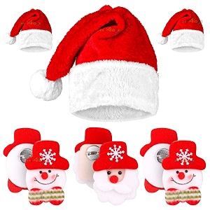 zest 4 toyz santa claus christmas items accessories 3 pcs santa claus brooch pin 3 pcs fleece caps - pack of 6 assorted design sent as per stock