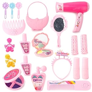 zest 4 toyz kids makeup kit for girls cosmetic beauty set suitcase portable trolley pretend play toy with makeup accessories for kids pink 15 pieces