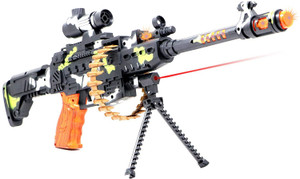 zest 4 toyz musical army style toy gun for kids with music lights and laser light guns  darts multicolor