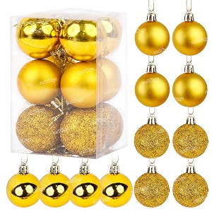 zest 4 toyz pack of 12 christmas tree decoration balls hanging ornaments glittering shatterproof props xmas tree decor accessories items for home office size 4cm gold color